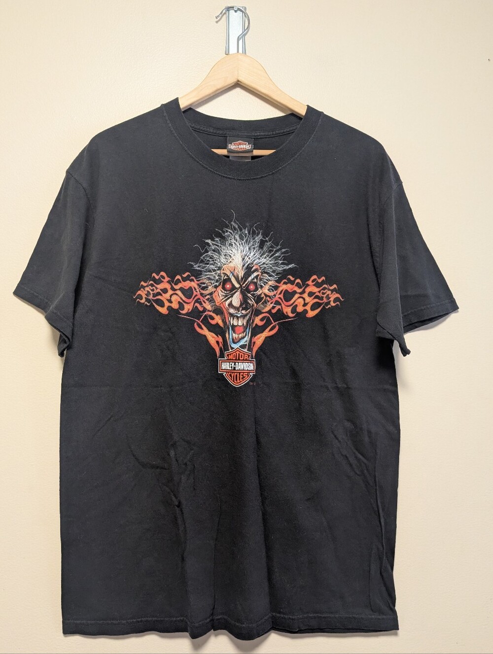 Harley-Davidson 2007 Evil Clown Flame Graphic T-Shirt USA Large